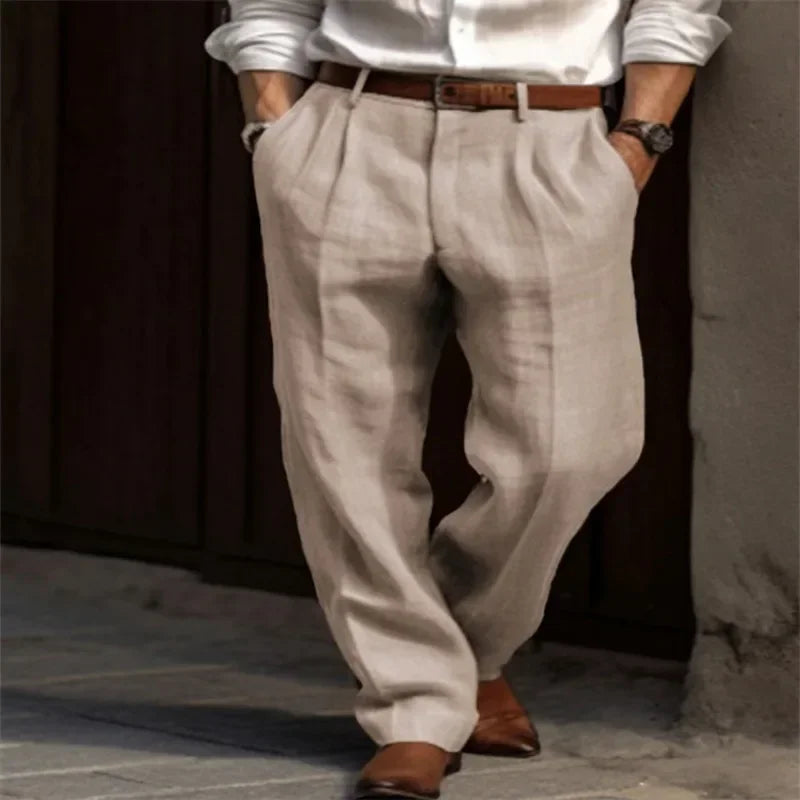 Pantaloni Pieghe in Lino