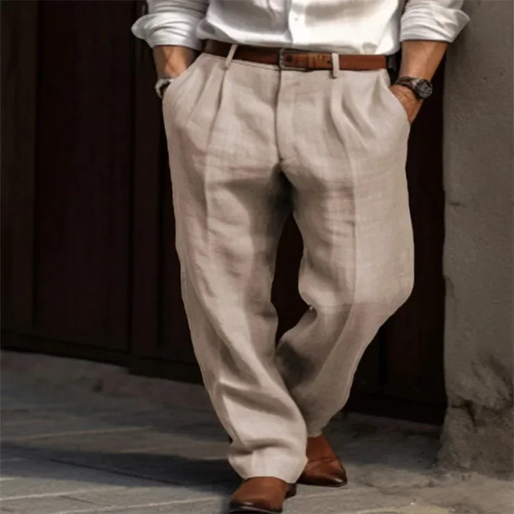 Pantaloni Pieghe in Lino
