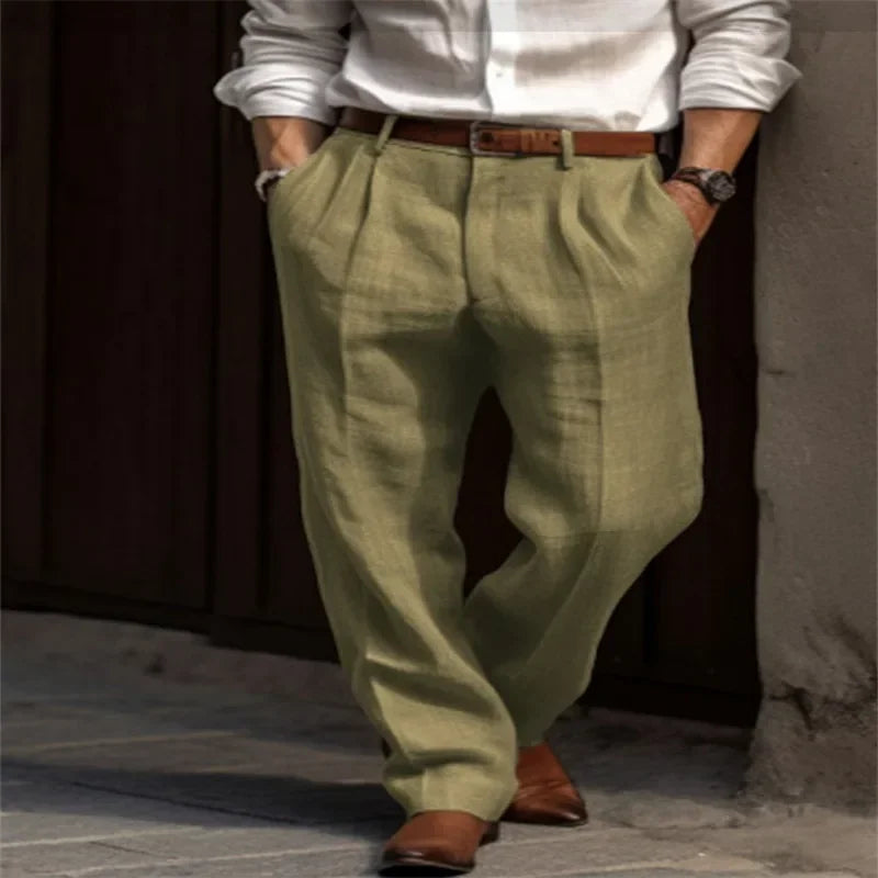 Pantaloni Pieghe in Lino