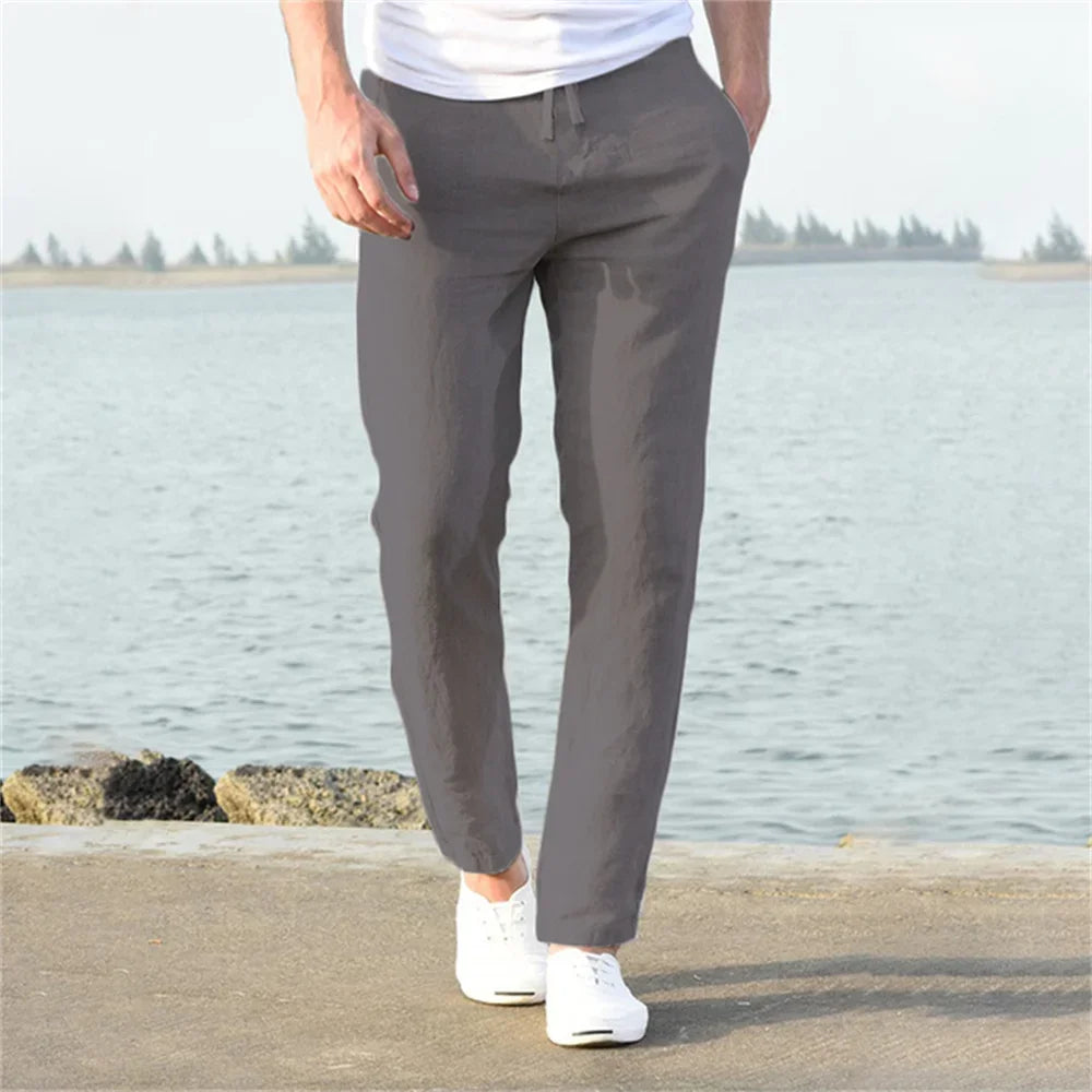 Pantaloni in Lino di Cotone