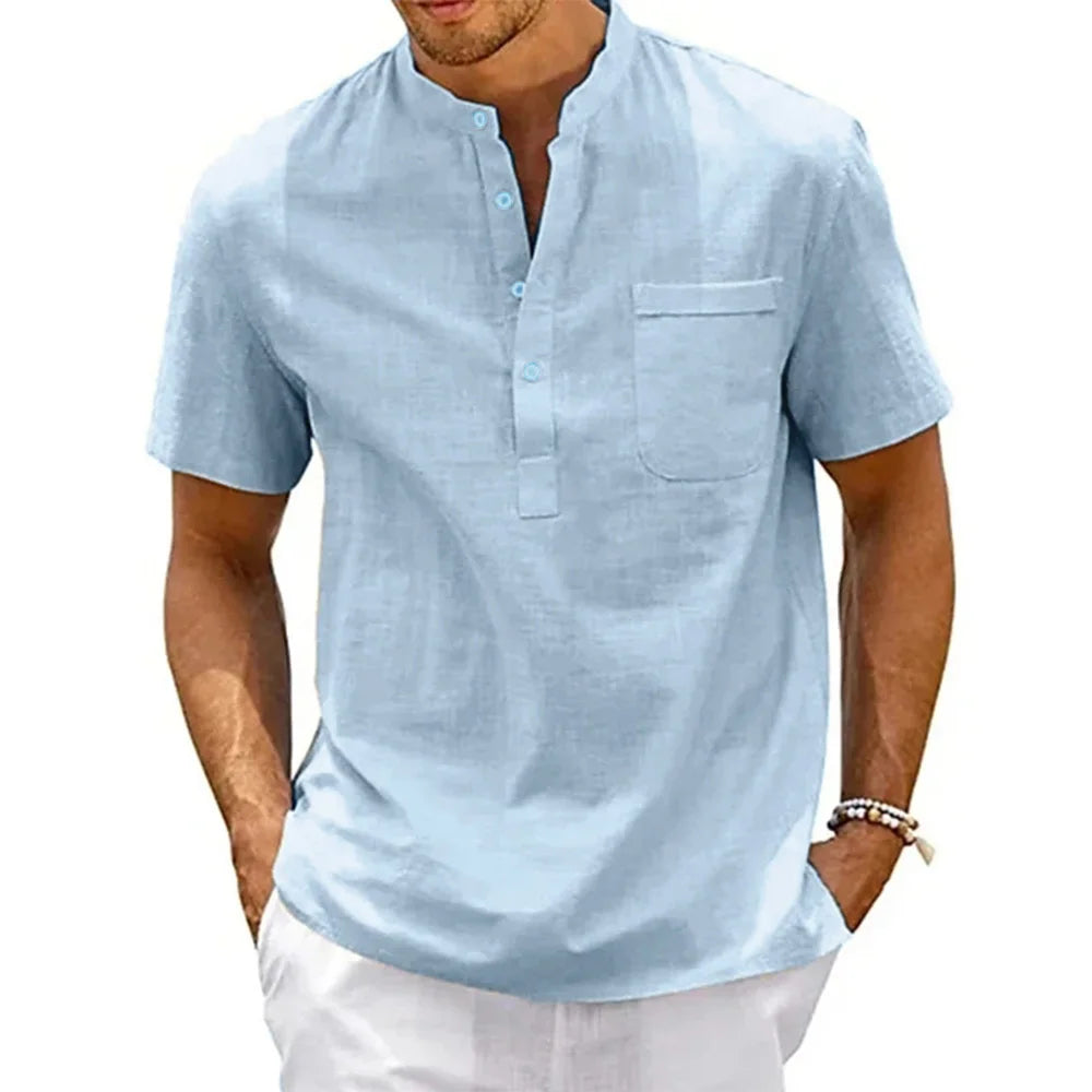 Camicia Henley in Lino