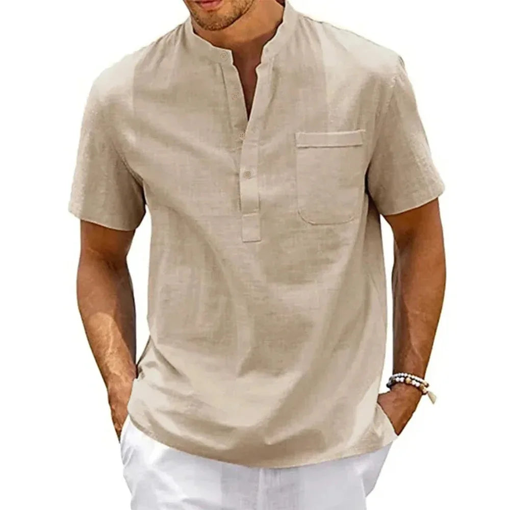 Camicia Henley in Lino