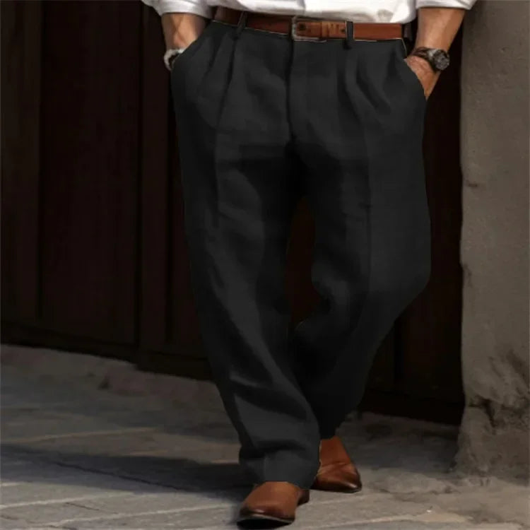 Pantaloni Pieghe in Lino