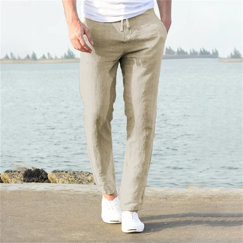 Pantaloni in Lino di Cotone