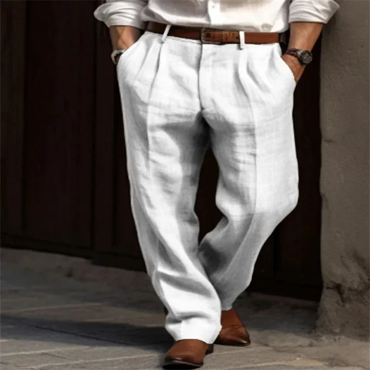 Pantaloni Pieghe in Lino