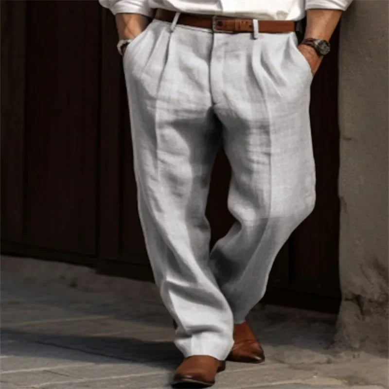 Pantaloni Pieghe in Lino