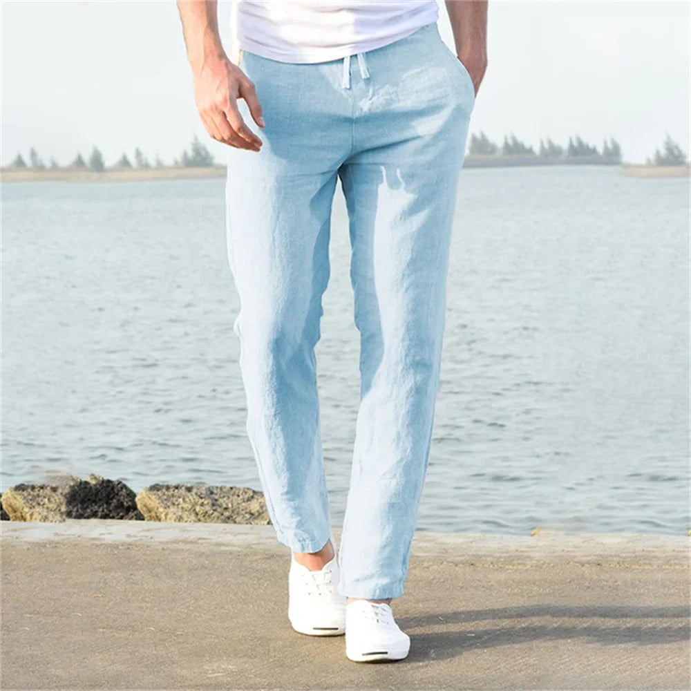 Pantaloni in Lino di Cotone